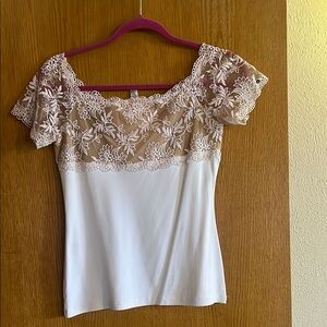 Elegant Lace Trim White Top